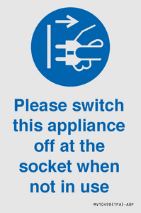 Please switch this appliance off at the socket when not in use